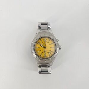 Seiko Kinetic Watch Mens Stainless Steel Yellow Dial 5M42-0F19 Sapphlex